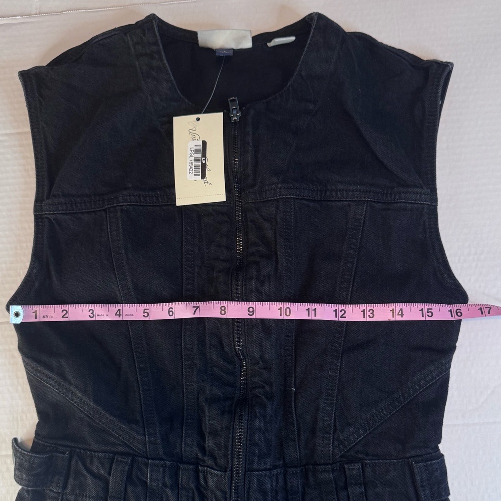 NWT Universal Thread Sleeveless Denim Jumpsuit Zip Front Coveralls Size 2 Black - Picture 7 of 14